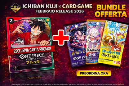 [BUNDLE] ONE PIECE Card Game Ichiban Kuji Monkey D. Luffy OP13-001 Leader (Sealed + Protezione ONE TOUCH) + 1 Bustina OP14/EB04/OP15