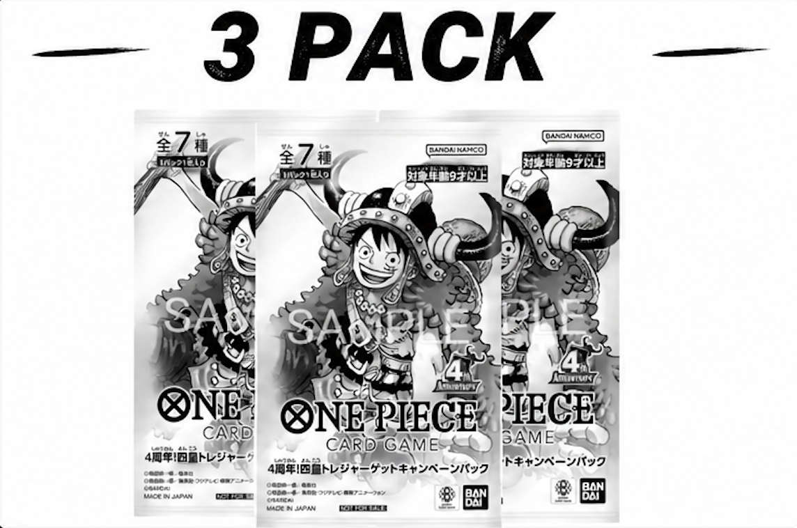 ONE PIECE Card Game 4th Anniversary! Treasure Campaign Pack (JAP) 1 Carta su 7